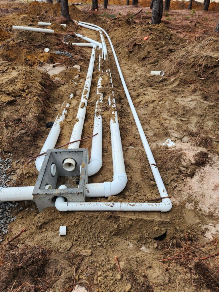 PVC distribution manifold and valve box on a septic system, Carolina Septic, CSRA